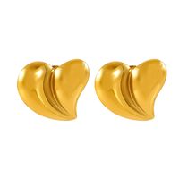 1 Piece Simple Style Classic Style Round Heart Shape Plating 304 Stainless Steel 18K Gold Plated Ear Studs main image 6