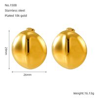 1 Piece Simple Style Classic Style Round Heart Shape Plating 304 Stainless Steel 18K Gold Plated Ear Studs sku image 1