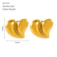 1 Piece Simple Style Classic Style Round Heart Shape Plating 304 Stainless Steel 18K Gold Plated Ear Studs sku image 2