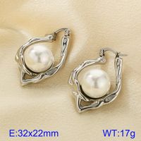 1 Pair Simple Style Geometric Plating 304 Stainless Steel Imitation Pearl 18K Gold Plated Ear Studs sku image 1