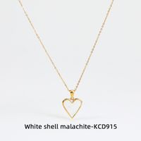 Wholesale Fashion Heart Shape Stainless Steel Inlay Shell Earrings Necklace sku image 11