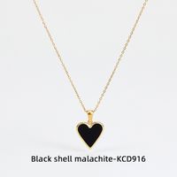 Wholesale Fashion Heart Shape Stainless Steel Inlay Shell Earrings Necklace sku image 12