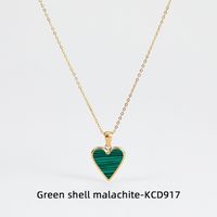 Collar Verde De Malaquita En Forma De Corazón De Cadena De Clavícula De Acero De Titanio Simple sku image 6