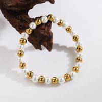 Basic Commute Solid Color 304 Stainless Steel Artificial Pearl 18K Gold Plated Artificial Pearls Bracelets In Bulk main image 4