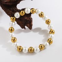 Basic Commute Solid Color 304 Stainless Steel Artificial Pearl 18K Gold Plated Artificial Pearls Bracelets In Bulk main image 5