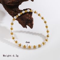 Basic Commute Solid Color 304 Stainless Steel Artificial Pearl 18K Gold Plated Artificial Pearls Bracelets In Bulk sku image 4