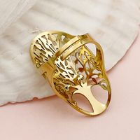 304 Stainless Steel 14K Gold Plated Hip-Hop Streetwear Plating Inlay Moon Flower Natural Stone Zircon Rings main image 3