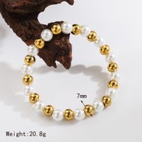 Basic Commute Solid Color 304 Stainless Steel Artificial Pearl 18K Gold Plated Artificial Pearls Bracelets In Bulk sku image 9