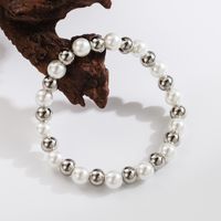 Basic Commute Solid Color 304 Stainless Steel Artificial Pearl 18K Gold Plated Artificial Pearls Bracelets In Bulk sku image 7