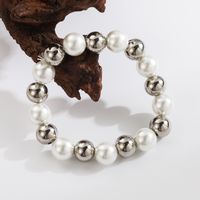 Basic Commute Solid Color 304 Stainless Steel Artificial Pearl 18K Gold Plated Artificial Pearls Bracelets In Bulk sku image 11