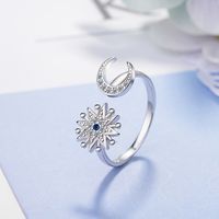 Copper White Gold Plated Simple Style Classic Style Commute Inlay Star Moon Zircon Open Rings main image 3