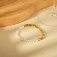 IG Style Basic Commute Solid Color 304 Stainless Steel Artificial Pearl 18K Gold Plated Artificial Pearls Bracelets In Bulk main image 8