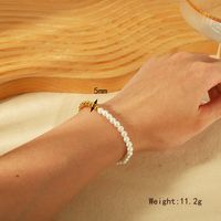 IG Style Basic Commute Solid Color 304 Stainless Steel Artificial Pearl 18K Gold Plated Artificial Pearls Bracelets In Bulk sku image 5