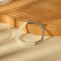 IG Style Basic Commute Solid Color 304 Stainless Steel Artificial Pearl 18K Gold Plated Artificial Pearls Bracelets In Bulk sku image 3
