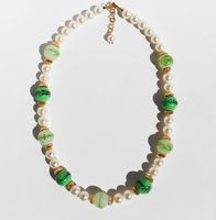 Freshwater Pearl Brass Elegant Simple Style Beaded Geometric Earrings Necklace sku image 5