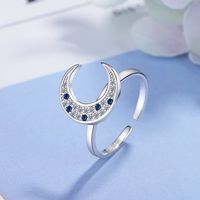 Copper Basic Lady Classic Style Plating Inlay Geometric Moon Zircon Open Rings main image 3