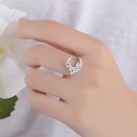 Copper Basic Lady Classic Style Plating Inlay Geometric Moon Zircon Open Rings main image 1