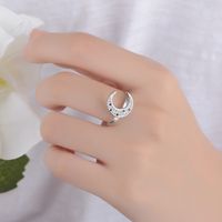 Copper Basic Lady Classic Style Plating Inlay Geometric Moon Zircon Open Rings main image 4