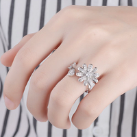 Copper Basic Modern Style Classic Style Plating Inlay Leaf Flower Zircon Open Rings main image 3