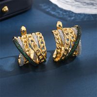 1 Paar Elegant Glam Luxuriös Farbblock Überzug Inlay Kupfer Zirkon 18 Karat Vergoldet Ohrringe main image 2