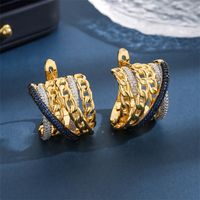 1 Paar Elegant Glam Luxuriös Farbblock Überzug Inlay Kupfer Zirkon 18 Karat Vergoldet Ohrringe main image 4