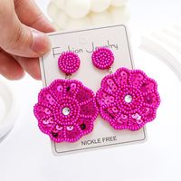 1 Pair Elegant Sweet Solid Color Beaded Beaded Sequin Nonwoven Drop Earrings main image 5