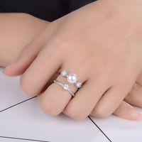 Copper Lady Simple Style Commute Inlay Geometric Imitation Pearl Zircon Open Rings main image 1