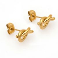 1 Pair Simple Style Classic Style Solid Color Plating Inlay 304 Stainless Steel Artificial Pearls Natural Stone 18K Gold Plated Ear Studs main image 7