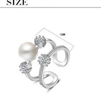 Copper Lady Simple Style Commute Inlay Geometric Imitation Pearl Zircon Open Rings main image 2