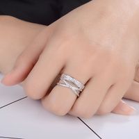 Copper Basic Lady Classic Style Inlay Geometric Zircon Open Rings main image 3