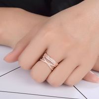 Copper Basic Lady Classic Style Inlay Geometric Zircon Open Rings main image 1