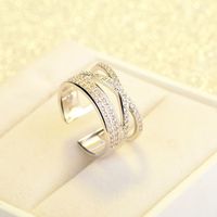 Copper Basic Lady Classic Style Inlay Geometric Zircon Open Rings main image 4