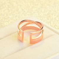 Copper Basic Lady Classic Style Inlay Geometric Zircon Open Rings main image 5
