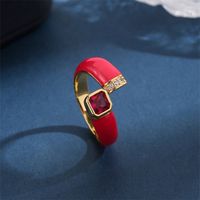 Copper 18K Gold Plated Simple Style Classic Style Plating Inlay Solid Color Zircon Open Rings sku image 2