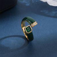 Copper 18K Gold Plated Simple Style Classic Style Plating Inlay Solid Color Zircon Open Rings main image 2