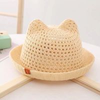 Children Unisex Cartoon Style Cute Solid Color Crimping Straw Hat sku image 4