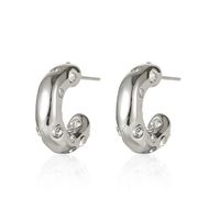 1 Pair Fashion C Shape Plating Inlay Stainless Steel Zircon Hoop Earrings sku image 4