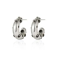 1 Pair Fashion C Shape Plating Inlay Stainless Steel Zircon Hoop Earrings sku image 3