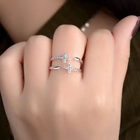 Copper Lady Simple Style Classic Style Inlay Geometric Cross Zircon Open Rings main image 4