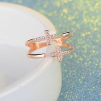 Copper Lady Simple Style Classic Style Inlay Geometric Cross Zircon Open Rings main image 3