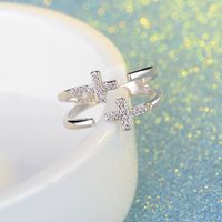 Copper Lady Simple Style Classic Style Inlay Geometric Cross Zircon Open Rings main image 5