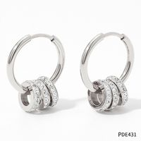 1 Pair Fashion Solid Color Stainless Steel Inlay Rhinestones Earrings sku image 1