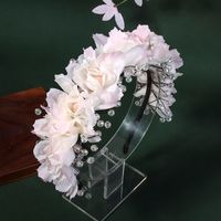 Women's Wedding Sweet Flower Artificial Crystal Cloth Beaded Flowers Hair Band main image 6