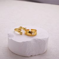 Copper Brass Gold Plated Simple Style Classic Style Asymmetrical Plating Solid Color Zircon Open Rings main image 3