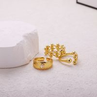 Copper Brass Gold Plated Simple Style Classic Style Asymmetrical Plating Solid Color Zircon Open Rings main image 6