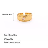Copper Brass Gold Plated Simple Style Classic Style Asymmetrical Plating Solid Color Zircon Open Rings sku image 2