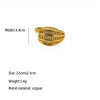 Copper Brass Gold Plated Simple Style Classic Style Asymmetrical Plating Solid Color Zircon Open Rings sku image 5