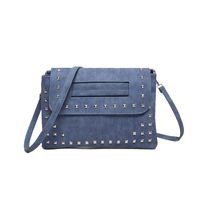 Women's Medium Pu Leather Solid Color Basic Classic Style Rivet Zipper Crossbody Bag sku image 3