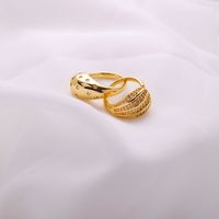 Copper Brass Gold Plated Simple Style Solid Color Plating Inlay Solid Color Zircon Open Rings main image 2