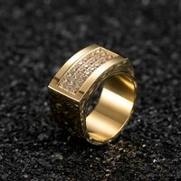 Hip-Hop Retro Solid Color 304 Stainless Steel Plating 18K Gold Plated Men's Rings main image 5